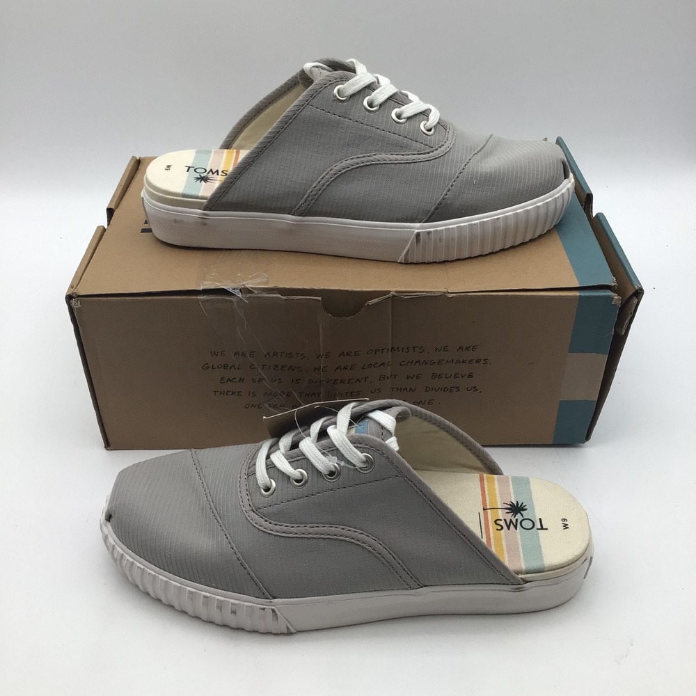 Toms Cordones Indio Mule Grey Waffle Pique Venice Collection Womens Size 9 NEW